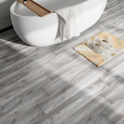 Garden Sanctuary Peel And Stick Vinyl Floor Tiles Wood Graintexture 36Pcs /pack from B&Q