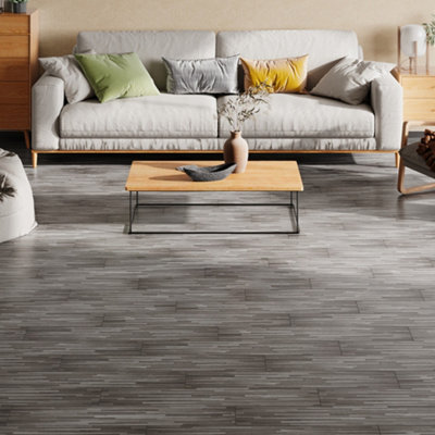 Garden Sanctuary 36Pcs Natural Wood Grain Effect Peel And Stick Flooring Tiles 91.5Cm W X 15.2 Cm D from B&Q