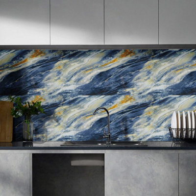 Garden Sanctuary Easy-Apply Marble Pattern Peel And Stick Wall Tiles 10-Pack 60Cm L X 30Cm W from B&Q