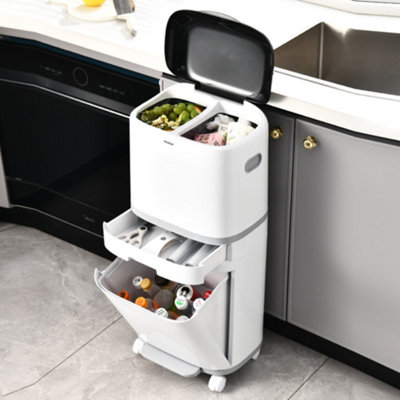 Thehotsale 42L Double-Layer Rubbish Bin 35Cm W X 28Cm D X 80Cm H from B&Q