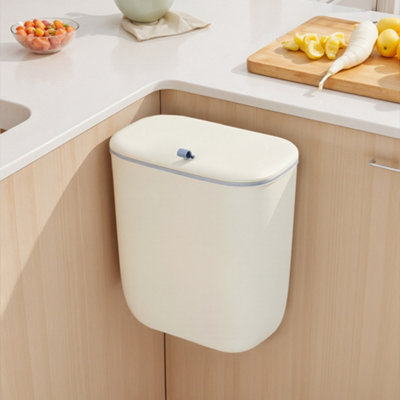 Thehotsale 12L Cream Hanging Rubbish Bin For Kitchen Bathroom With Lid from B&Q