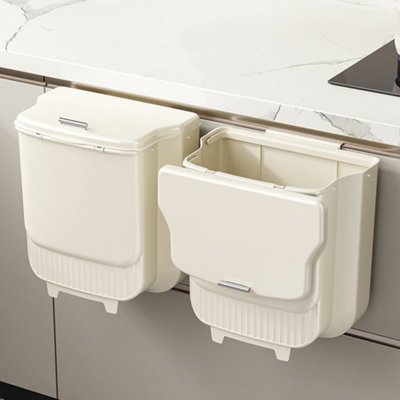 Thehotsale Cream White Hanging Foldable Kitchen Trash Bin With Lid from B&Q