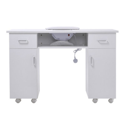 Thehotsale White Wheeled Manicure Table With Electric Dust Extractor120Cm W X 45Cm D X 80Cm H from B&Q