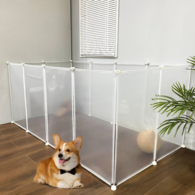 B&Q -  12 Panels Portable Clear Pet Playpen Fence For Outdoor And Indoor Use 140Cm(W) X 45Cm(H)