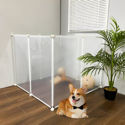 B&Q -  8 Panels Portable Clear Pet Playpen Fence For Outdoor And Indoor Use 90Cm(W) X 75Cm(H)