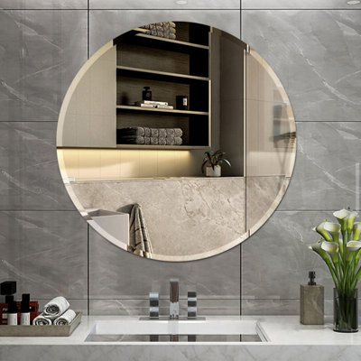 Thehotsale Bathroom Glass Material Oblique Round Makeup Mirror Bathroom Mirror 40Cm Dia from B&Q