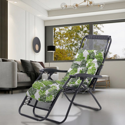 Thehotsale Tropical Banana Leaf Pattern Linen And Pp Cotton Beach Lounger Cushion 125Cm W X 48Cm D X 8Cm H from B&Q