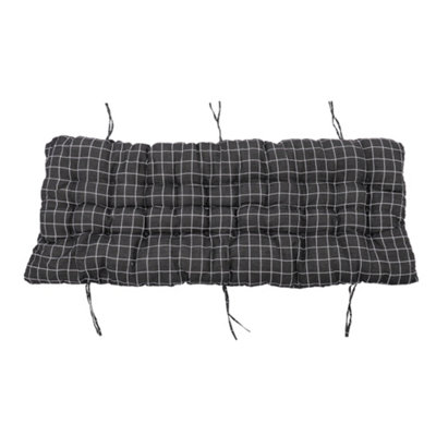 Thehotsale Black Plaid Linen And Pp Cotton Material Leisure Beach Lounge Lounger Cushion  170Cm W X 48Cm D X 8Cm H from B&Q