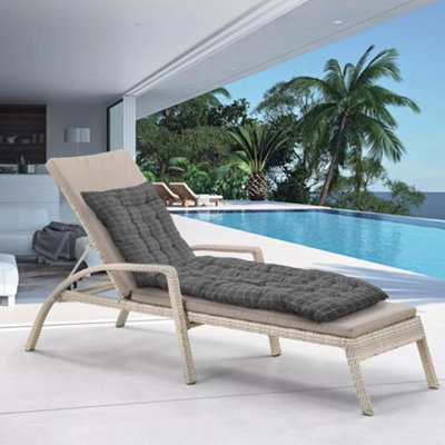 Thehotsale Black Plaid Linen And Pp Cotton Material Leisure Beach Lounge Lounger Cushion 110Cm W X 40Cm D X 8Cm H from B&Q