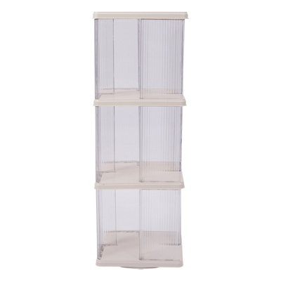 B&Q -  White Three-Layer Plastic Square 360 Rotating Disk Rotating Bookshelf Storage Rack 36Cm (W) X 36Cm (D) X 102.5Cm (H)