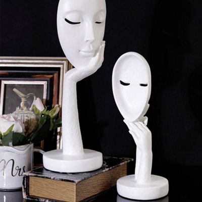 Darphe White Abstract Resin Woman Face Statue Decoration Home Mask Ornaments from B&Q