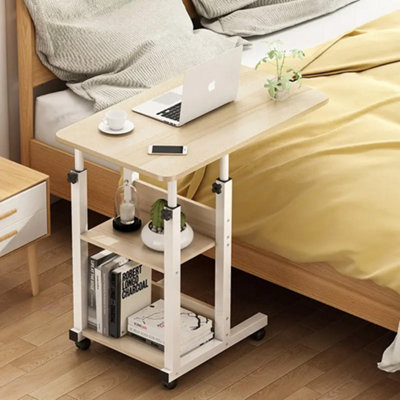 Darphe Simple Bedroom Bedside Height Adjustable Wheeled Movable Computer Desk from B&Q
