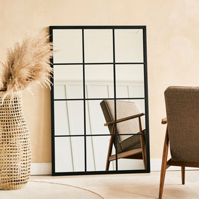 Thehotsale Rectangular Modern Window Wall Mirror Decorative Mirror With 2 Hooks from B&Q