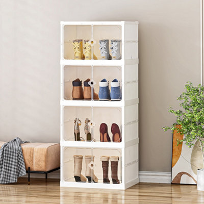 Thehotsale 4 Tier Foldable Display And Storage Cabinet With Magnetic Door For High Heels And Boots from B&Q