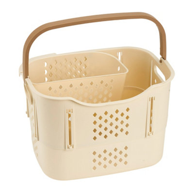 Thehotsale 38Cm W X 29.5Cm D X 26.5Cm H Creamy White Small Space-Saving Foldable Laundry Basket With Underwear Basket And Handle from B&Q