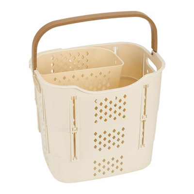 Thehotsale 38Cm W X 29.5Cm D X 38.5Cm H Creamy White Small Space-Saving Foldable Laundry Basket With Underwear Basket And Handle from B&Q