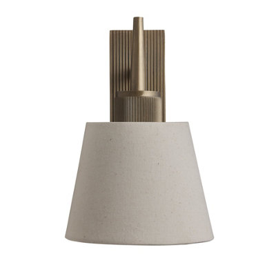 Industville Henley Wall LightNatural Cotton ShadeSmall Cotton EmpireBrass Wall Holder from B&Q