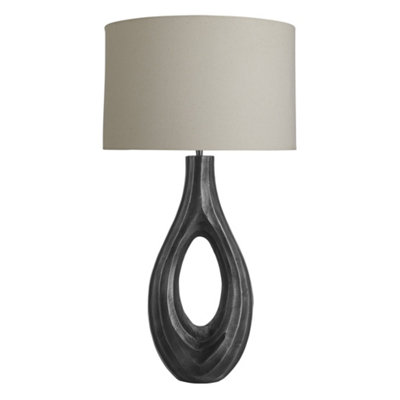 Industville Ornate Ellipse Table LampPewter BaseDrum Cotton Shade from B&Q