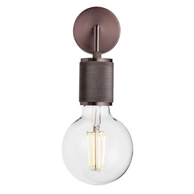 Industville Knurled Edison Wall LightBronze from B&Q