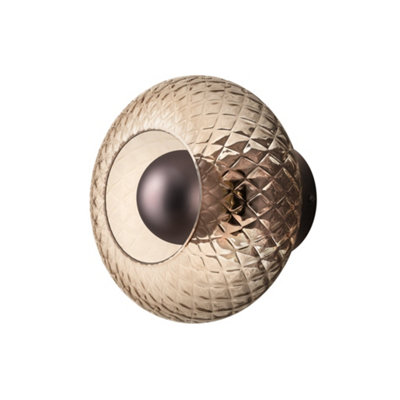 Industville Chelsea Glass Round Diffuser Wall Light MochaDiamond Glass ShadeBronze Holder from B&Q