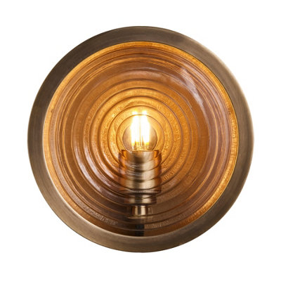 Industville Bulkhead Outdoor & Bathroom Round Wall LightRipple Glass from B&Q