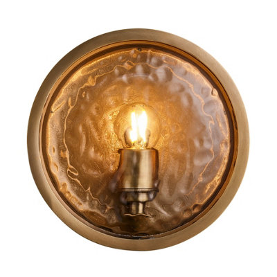 Industville Bulkhead Outdoor & Bathroom Round Wall LightHammered Glass from B&Q