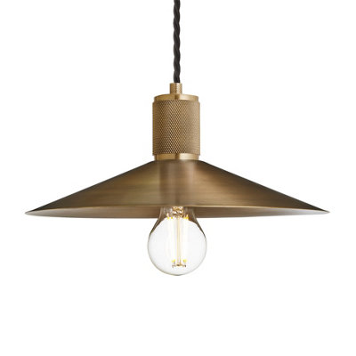 Industville Knurled Slope Pendant Light BrassBrass ShadeBrass Pendant Holder from B&Q