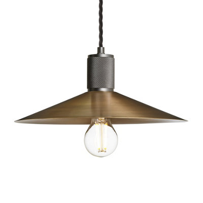 Industville Knurled Slope Pendant Light BrassBrass ShadePewter Pendant Holder from B&Q