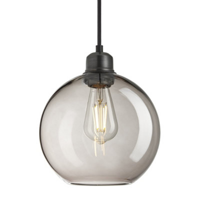 Industville Orlando Glass Globe Pendant9 InchMocha Glass ShadePewter Pendant Holder from B&Q