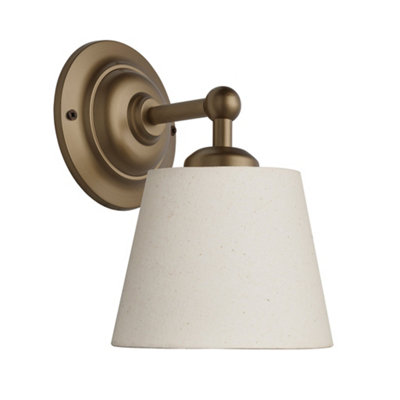 Industville Orlando Empire Wall LightLight Natural CottonNatural CottonBrass Wall Holder from B&Q