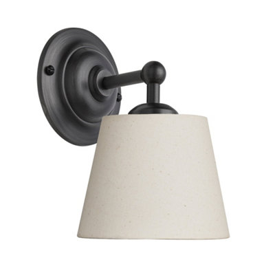 Industville Orlando Empire Wall LightLight Natural CottonNatural CottonPewter Wall Holder from B&Q