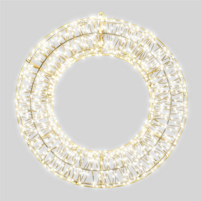 Pegdev Unisex White Christmas Pre Lit Led Wreath Timer 50X5cm Warm 720 Micro Leds 5M Lead | Size: 50X5 Cm - Image 2