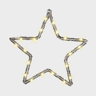 PegdevPdlElegant Pre Lit 25Cm Star Christmas Hanging Light 20 Warm White Micro Leds Battery Operated Timer from B&Q