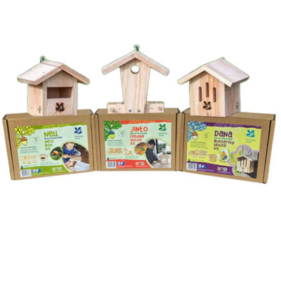 NT Kids Range Build-Your-Own Garden Kit Bundle Nest Box Butterfly House & Feeding House