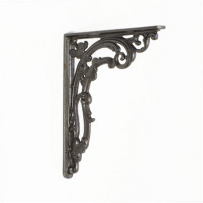 Castelion Single Medium Cast Iron Victorian Scroll Leaf Shelf Bracket from B&Q