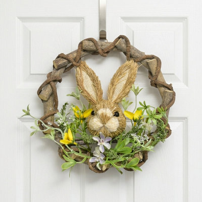Garden Greatness Springtime Easter Wreath With Bunny Face & Flowers Door Accent from B&Q