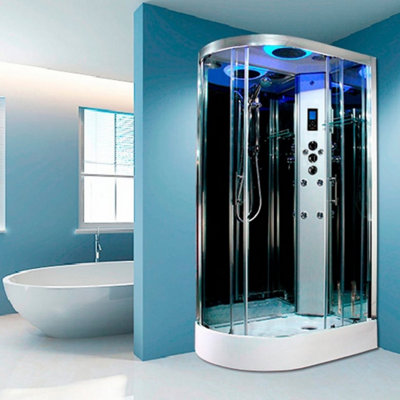 Insignia Chrome Steam Shower Cabin Enclosure Cubicle 1100X700 Offset Rh Quadrant from B&Q