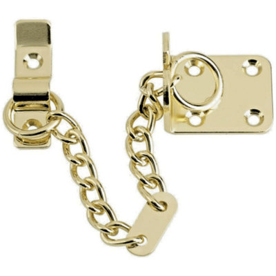 Eai Door Chain Brass Strong Narrow Security Door Limiter Polished Finish from B&Q