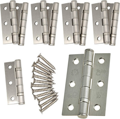 Eai3" Internal Door Hinges & Screws G7 Fd30 76X50X2mm SquareSatin Nickel Plated Pack 5 Pairs from B&Q