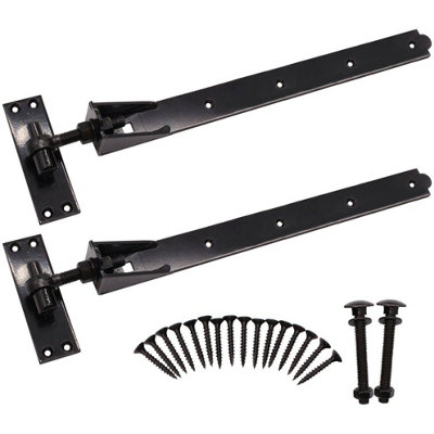 Eai Black - Gate & Garage Hinges Adjustable Hook And Band Hinge Set - 900Mm / 36" - - Pair Including Fixings Size 36