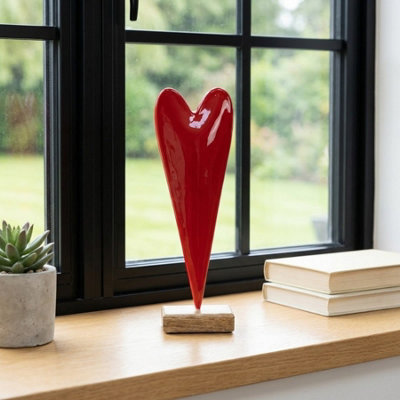 Garden Greatness Crimson Love Heart Ornament Wooden from B&Q