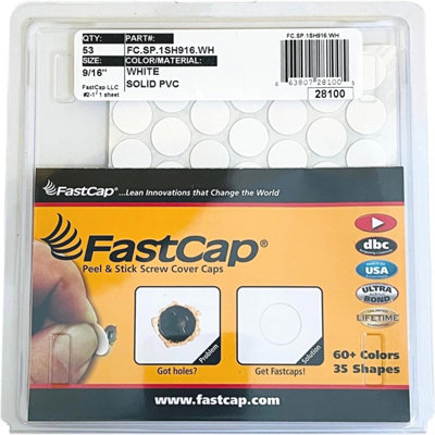 B&Q -  Peel & Stick Pvc Screw Cover Caps 14mm (9/16") White Pack Of 53