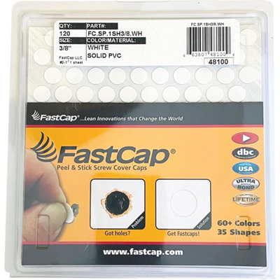 Fastcap Peel & Stick White Pvc Screw Cover Caps 9mm (3/8") Pack Of 120 from B&Q