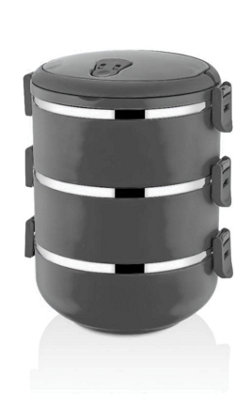 Rozi Freshbox 3-Layer Stainless Steel Bento Lunch Box (Black) from B&Q