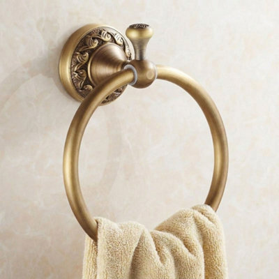 Pepte Bathroom Toilet Round Towel Ring Dressing-Gown Wall Mounted Hanger Antique Brass from B&Q