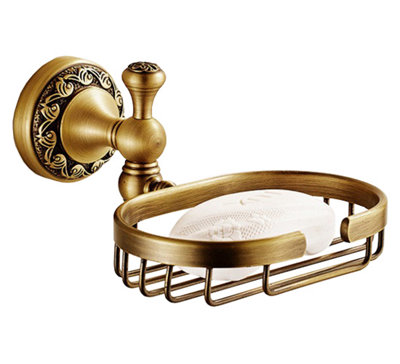 Pepte Antique Brass Bathroom Soap Basket Dish Shower Shampoo Tray Wall Mounted from B&Q