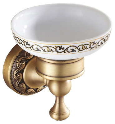 Pepte Antique Brass Bathroom Sink Soap Dish With Wall Mounted Ceramics Plate from B&Q