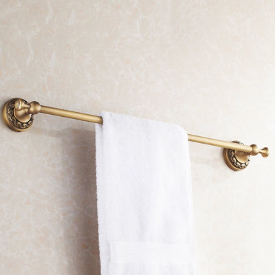 Pepte Bathroom Single Towel Bar 60Cm Rail Hanger Wall Mounted Rack Antique Brass from B&Q