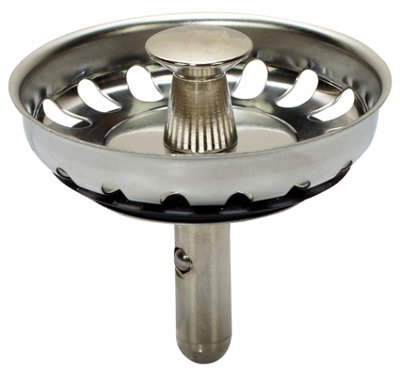 Wirquin Bathroom Basin Drain Kitchen Sink Waste Strainer Plug Stainless Steel Basket