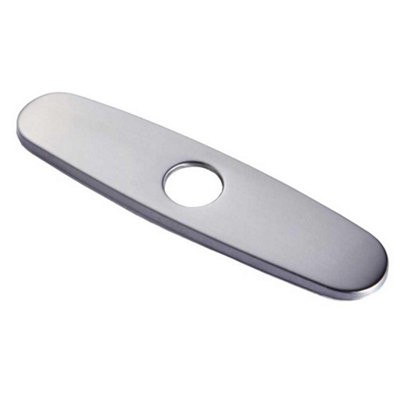 Pepte Brushed Nickel Long Ellipse Deck Hole Cover Plate Bathroom Kitchen Sink Faucet from B&Q